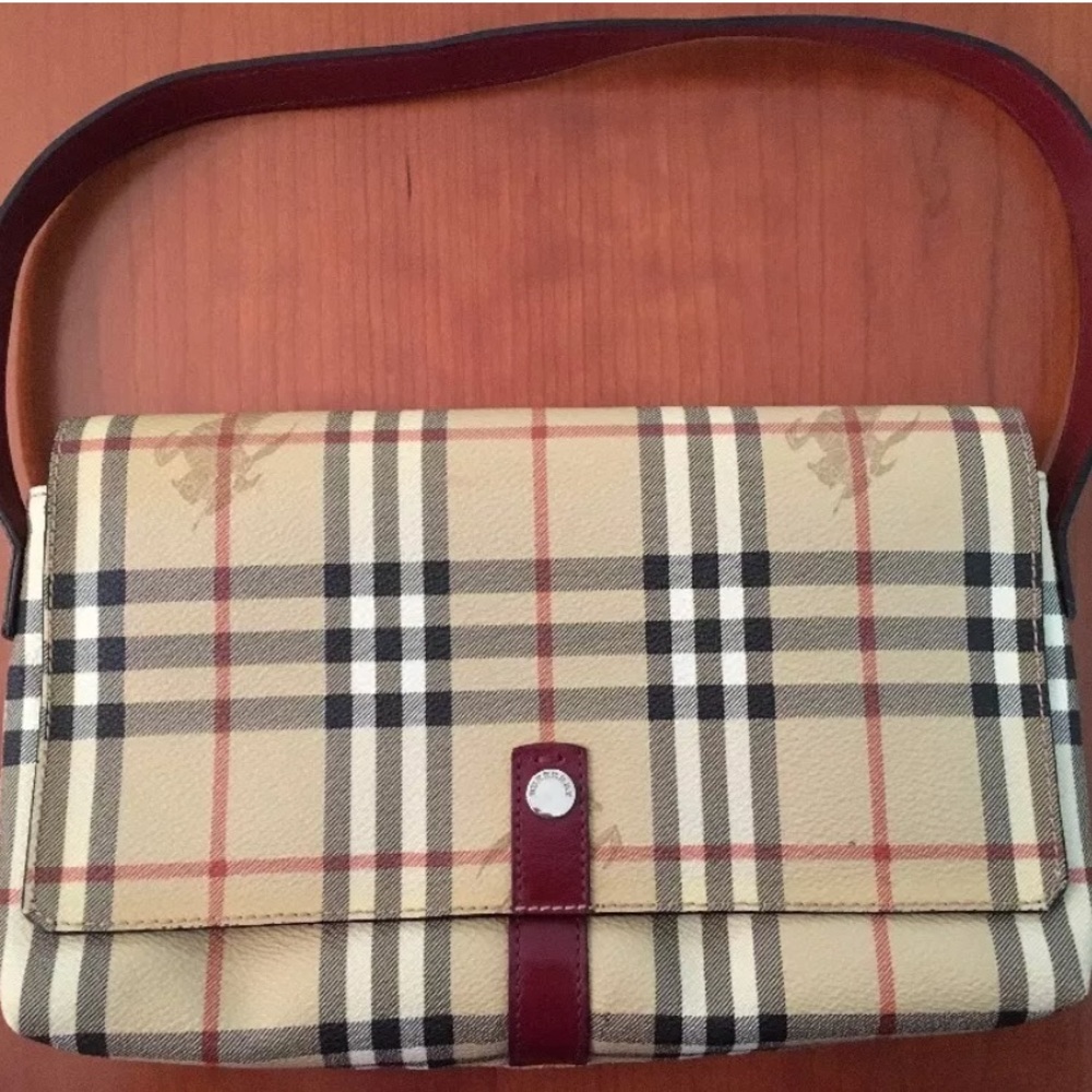 Burberry Handbag with Burgundy Strap - Almost New